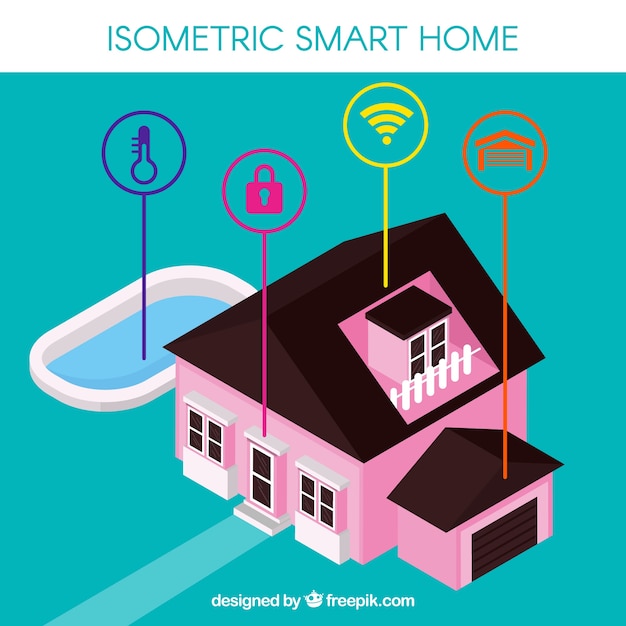 Smart home background in isometric style