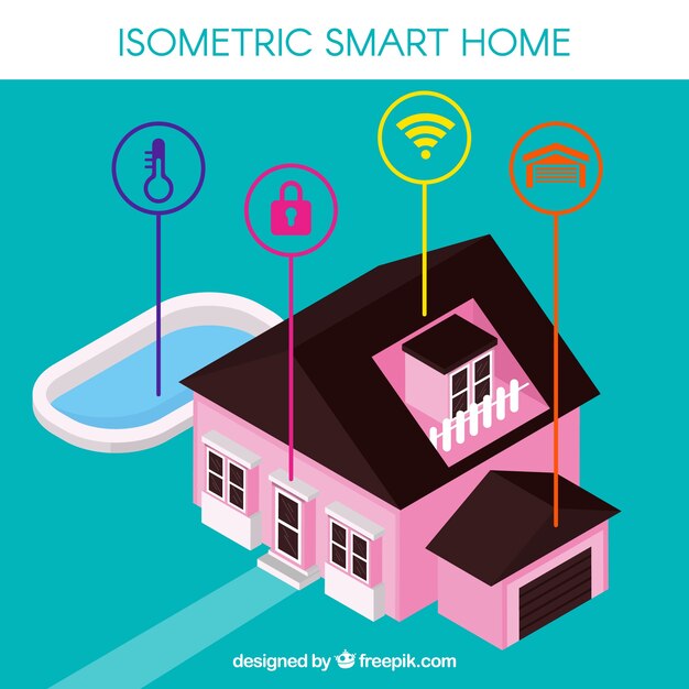 Умный домашний фон в изометрическом стиле