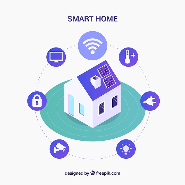 Smart home background in isometric style