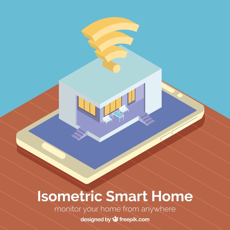 Free Vector smart home background in isometric style