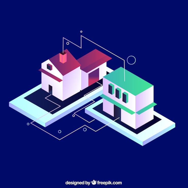 Free Vector smart home background in isometric style
