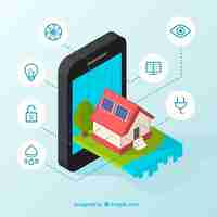 Free vector smart home background in isometric style