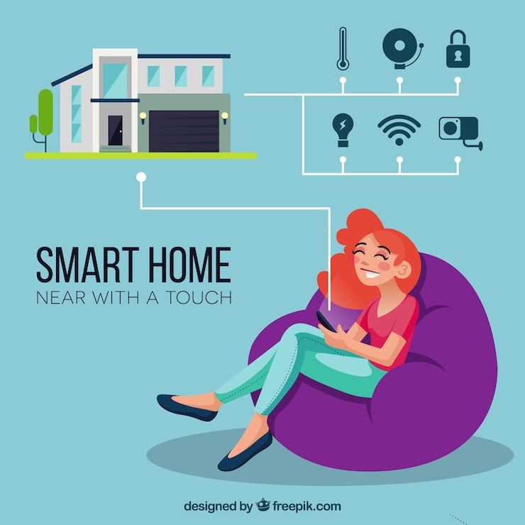 Free Vector smart home background with device