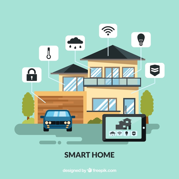 Free Vector smart home background with device