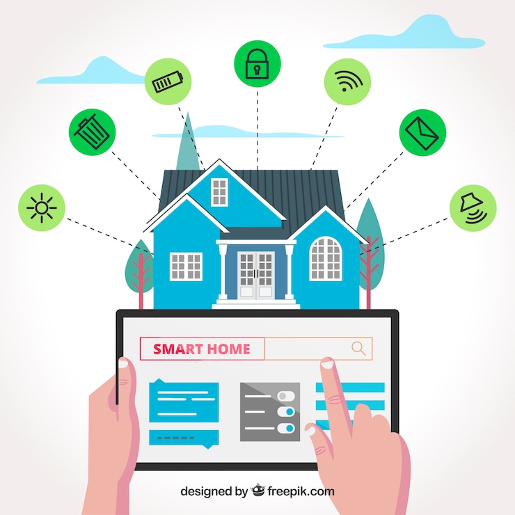 Free Vector smart home background with functions