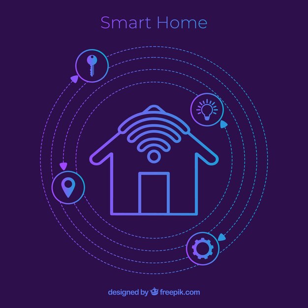 Smart home background with icons