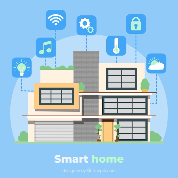 Smart home background with icons