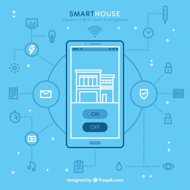 Smart home background with smarthphone control