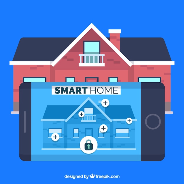 Free vector smart home background with smarthphone control