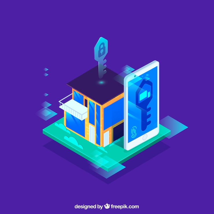 Free Vector smart home background with smartphone control