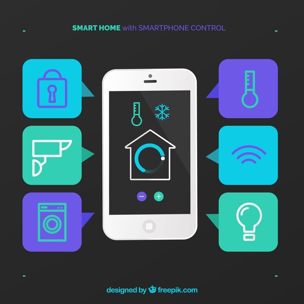Smart home background with smartphone control