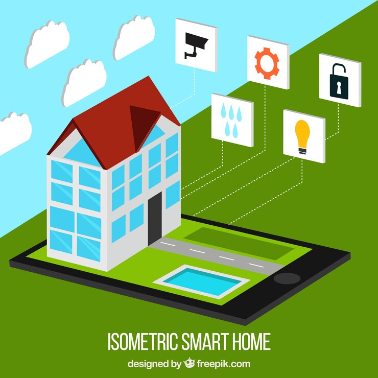 Free Vector smart home background with smartphone control