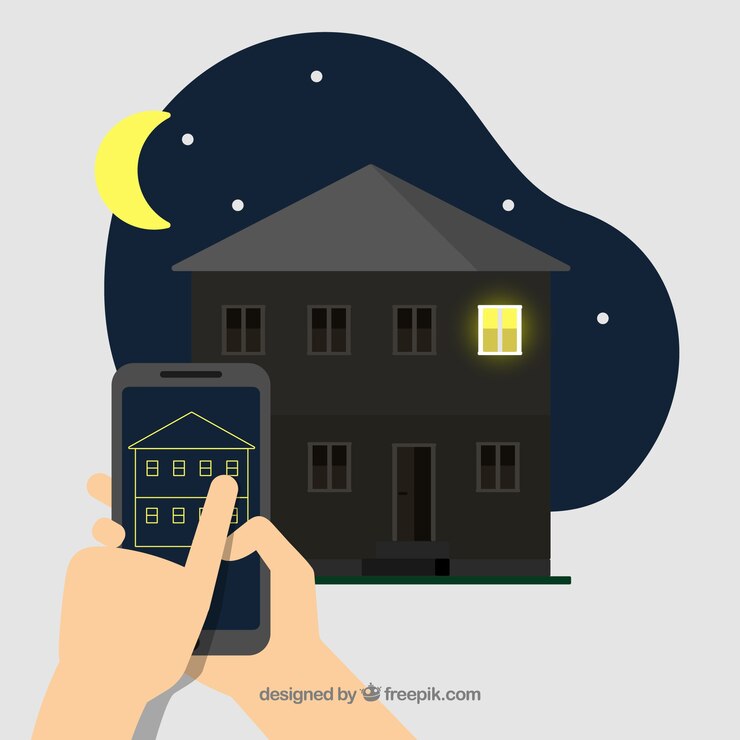 Free Vector smart home background with smartphone control