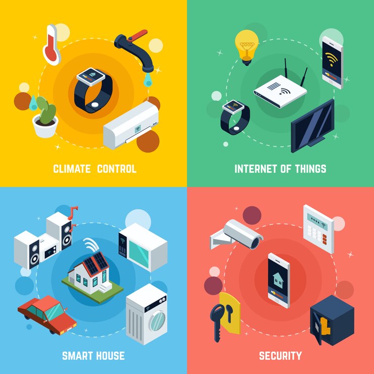 Free Vector smart home concept icons set