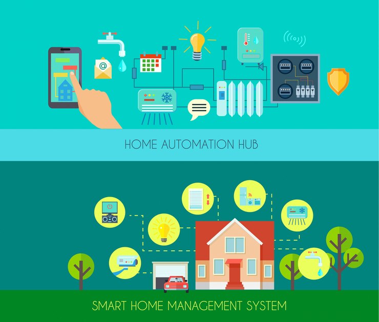 Free Vector smart home horizontal banners set