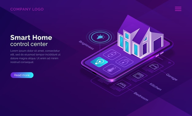 Smart home isometric, internet of things concept