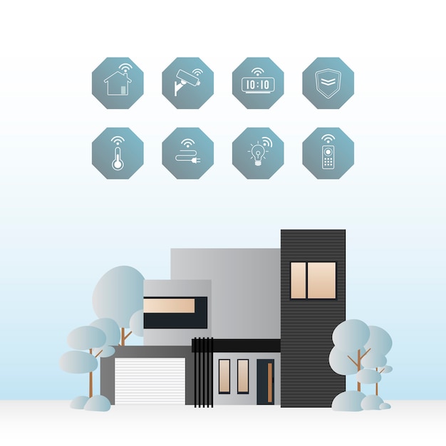 Vettore infographic di tecnologia domestica astuta