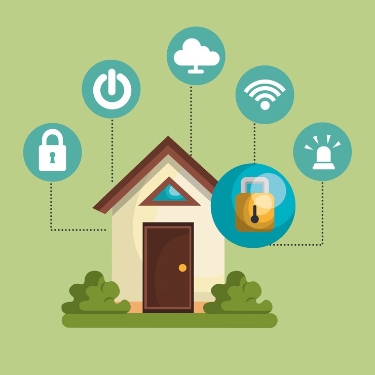 Free Vector smart home technology set icon