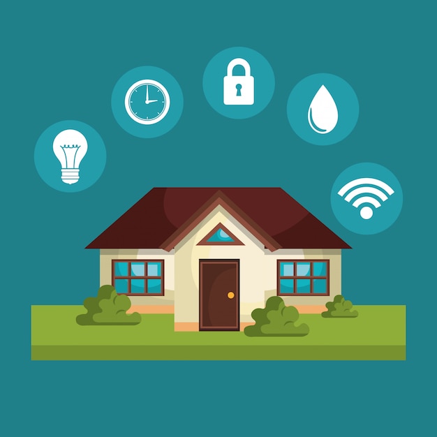 Free vector smart home technology set icon