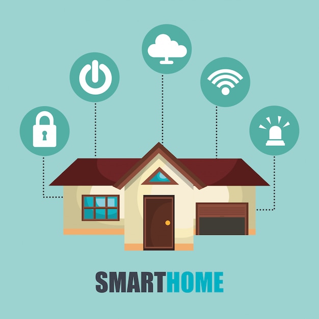 smart home technology set icons