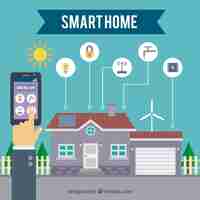 Free vector smart home with smartphone control