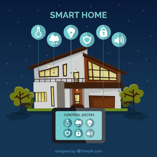 Free vector smart home with smartphone control