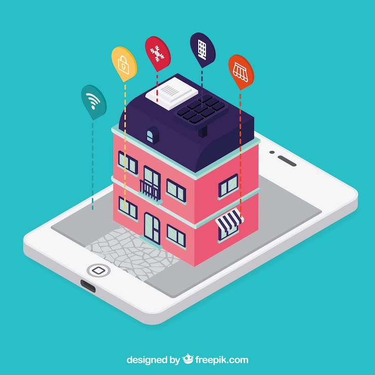 Free Vector smart home with smartphone control