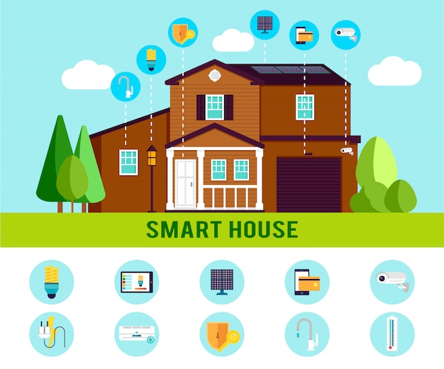 Smart house flat infographic – Free vector download
