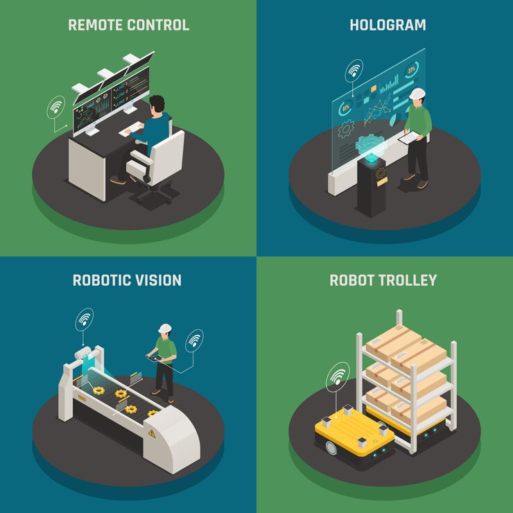 Free Vector smart manufacturing isometric concept