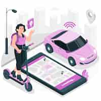 Vettore gratuito illustrazione del concetto di mobilità intelligente