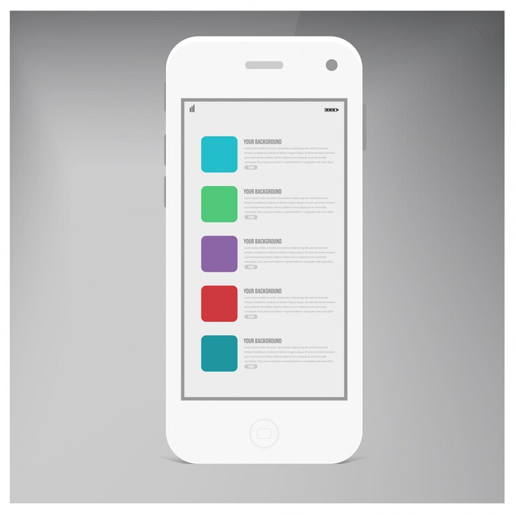 Free Vector smart phone with isolated. realistic white