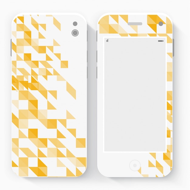 Free vector smart phone with isolated. realistic white