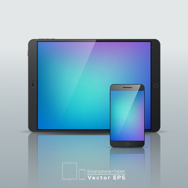 Бесплатное векторное изображение Смартфон и планшет с абстрактным экраном