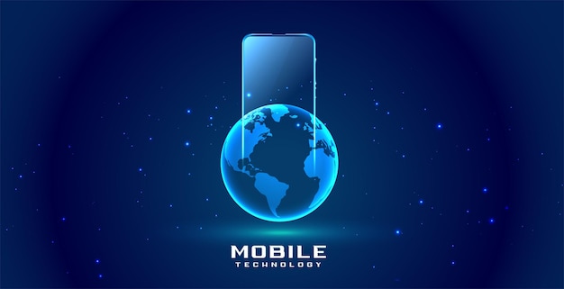 Смартфон цифровой мобильный и концепция земного шара