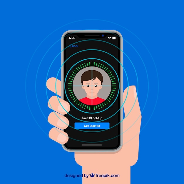 Free vector smartphone face unlock design