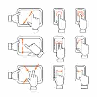 Free vector smartphone gestures outline icons set