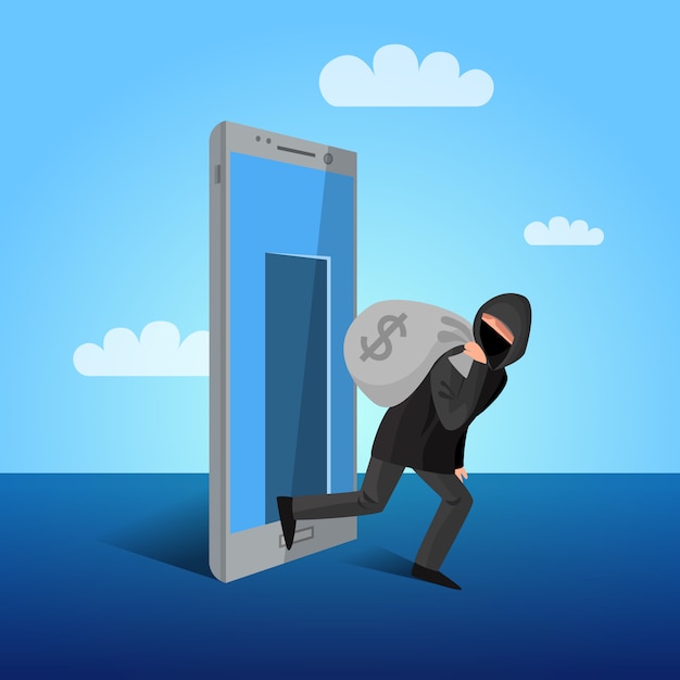 Smartphone Hacking Window Allegoric Flat Poster 