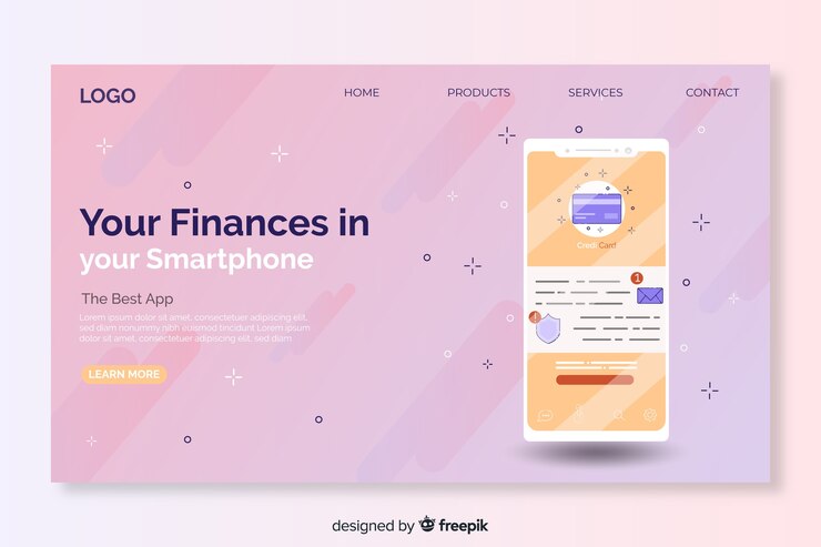 Free Vector smartphone landing page template