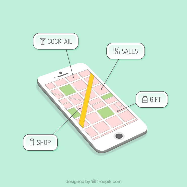 Free Vector smartphone navigation app