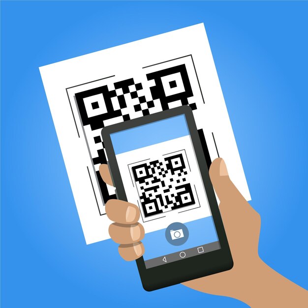 Smartphone scanning qr code illustration