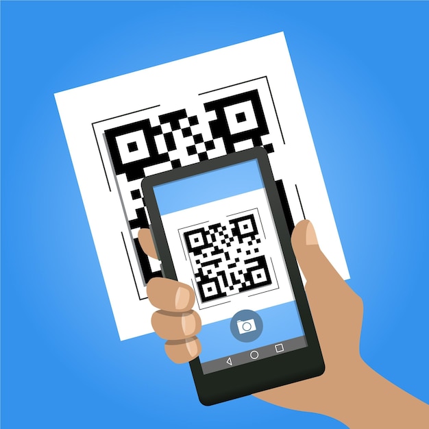 Smartphone scanning qr code illustration