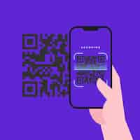 Бесплатное векторное изображение Смартфон сканирования qr-код