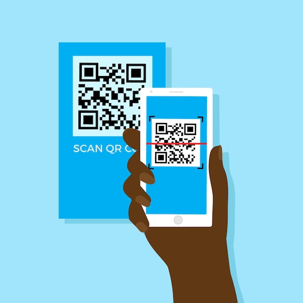 Free vector smartphone scanning qr code