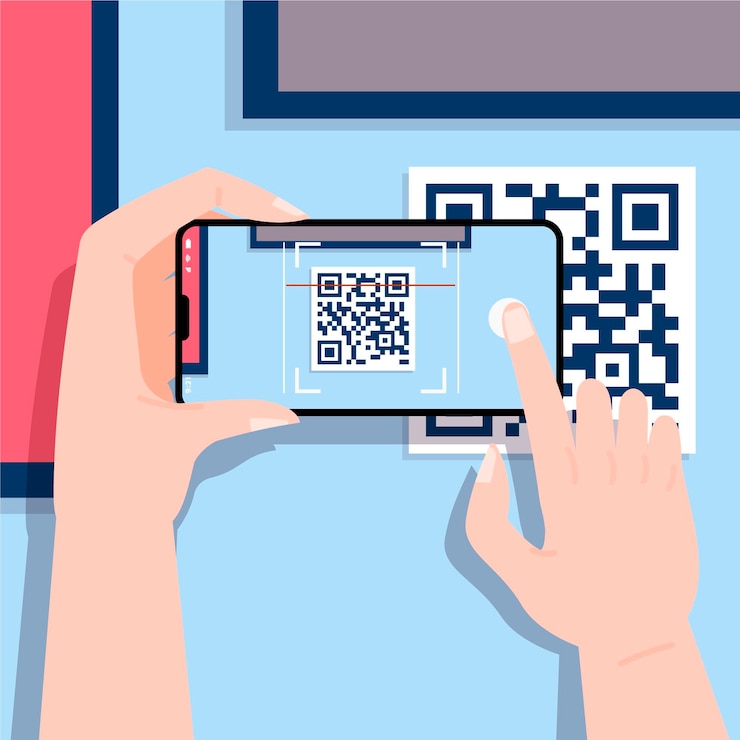 Free Vector smartphone scanning qr code