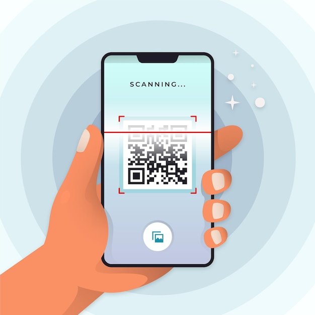 Free vector smartphone scanning qr code