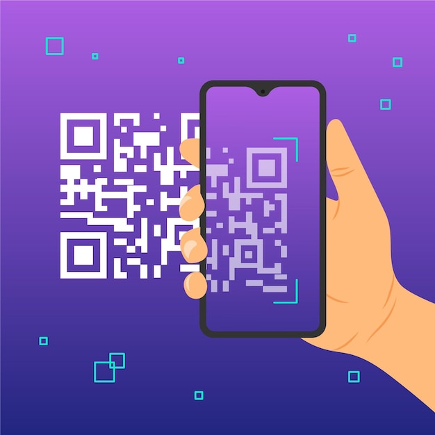 Free vector smartphone scanning qr code