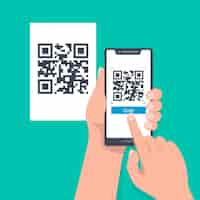 Free vector smartphone scanning qr code