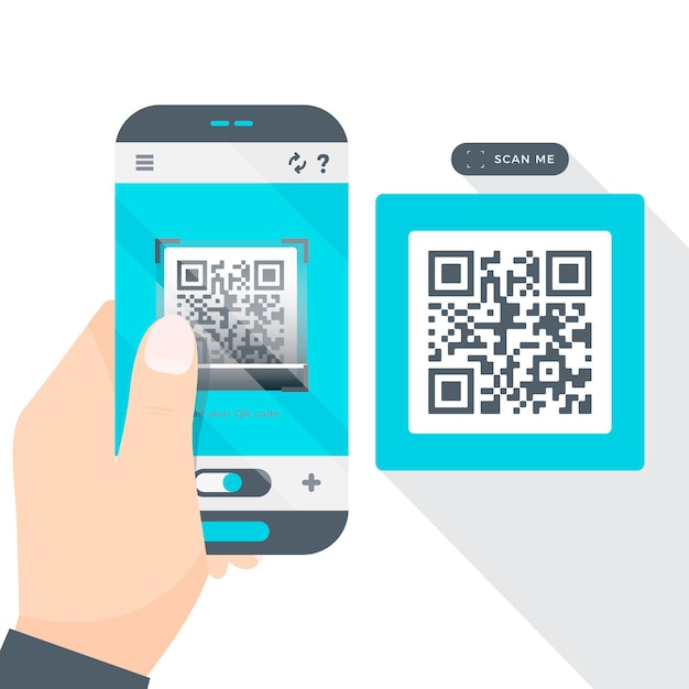 Free vector smartphone scanning qr code