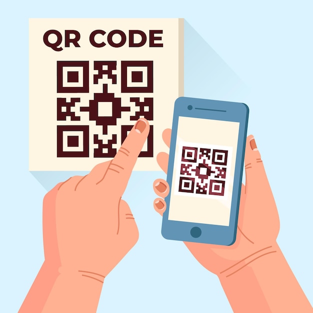 Бесплатное векторное изображение Сканирование qr-кода смартфоном