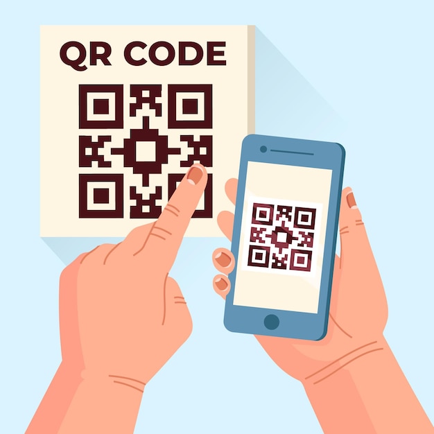 Vettore gratuito smartphone che scansiona il codice qr